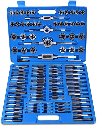 Dailygoods- Schroefdraadsnijders Set van 110 Stuks - Hoogwaardig Schroefdraadboor - Snij-gereedschap - Metrisch - Koolstofstaal - Inclusief Kraanmoersleutel M25/M38 - Schroeftapset