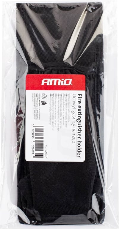 AMiO Klittenband Houder voor 1KG Poederblusser Brandblusser Muurbevestiging of Auto Kofferbak Zwart