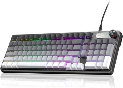 Furycube IP98 PRO - Mechanisch-Feeling Gaming Toetsenbord - 98 Toetsen - RGB Verlichting - Bedraad - 5000mAh Batterij - Grijs