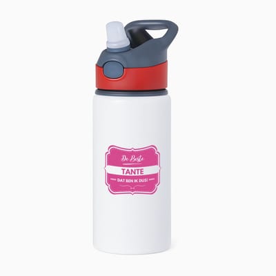 Hacebo® - De beste tante waterfles met rietje rood - Tante - een tante - verjaardagscadeau - verjaardag - cadeau voor tante - cadeau - kado - geschenk - gift - tante artikelen - water fles - 650ML