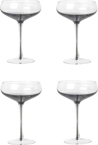 Broste Copenhagen Smoke collectie set van 4 cocktail glazen handgeblazen in geschenkverpakking - 20 cl