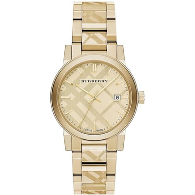 Burberry BU9038 The City Gegraveerd Geruit Unisex Horloge