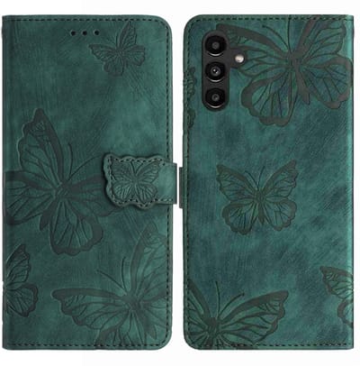 Coverup Hoesje - Geschikt voor Samsung Galaxy S25 FE Hoesje - Coverup Vlinders Book Case - Groen