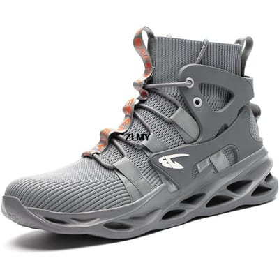 Heren Veiligheidsschoenen Stalen Neus Enkellaarsjes Puncture Proof Veiligheidswerkschoenen Licht Industriële Werksneakers Anti-smash Herenlaarzen 40 grijs