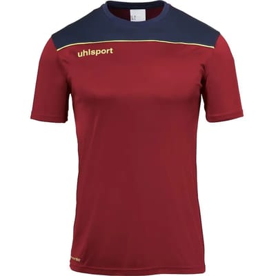 Uhlsport Offense 23 T-Shirt Kinderen - Bordeaux / Marine / Fluogeel | Maat: 116
