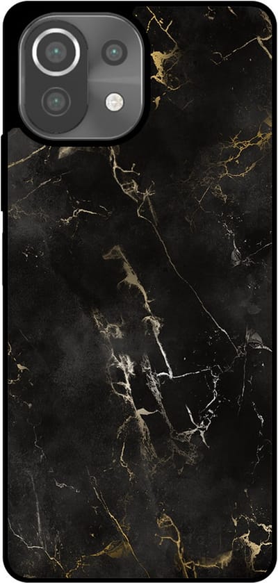 Smartphonica Telefoonhoesje Geschikt voor Xiaomi 11 Lite met marmer opdruk - TPU backcover case black marble design - Zwart geschikt voor Xiaomi 11 Lite