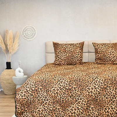 HappyBed Zomerdekbed 140x200 - Eenpersoonsdekbed - Wasbaar dekbed zonder overtrek - Bedrukt dekbed zonder hoes - Hoesloos Dekbed met Print - Microvezel - Panter