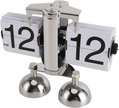 Wekker - Flip klok - Tafelklok Flip - Automatische flipklok - Retro flipklok - Automatische mechanische klok - Roestvrij staal - met en tijdweergave - Geschikt voor woonkamer - Studeerkamer - Kantoor - Verzamelruimte