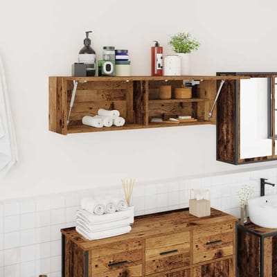 vidaXL - Badkamerwandkast - 100x25x30 - cm - bewerkt - hout - oud - houtkleurig