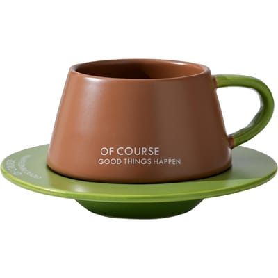 Nordic Contrasterende Koffiekop Schotel Set Theekop Kantoormok High End Cadeau Keramische Kop Hoge Waarde Drinkkop 280ml brown
