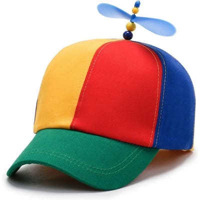 Jongens Meisjes Regenboog Baseballpet Bamboe Libelle Grappige Snapback Hoed Helikopter Propeller Avontuur Papa Hoed red