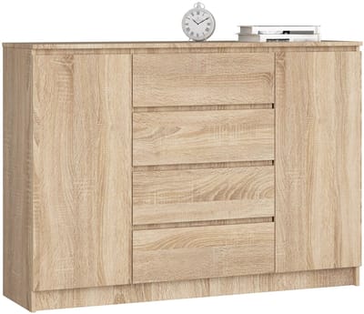 Ladekast K140 met 4 Lades en 2 Deuren / AKORD Furniture Factory / Sonoma Eik / 138 x 99 x 40 cm