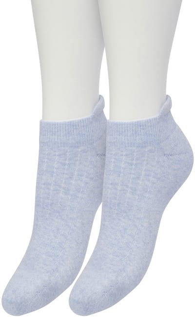 Bonnie Doon Sneaker Sokken Deluxe Dames Jeans Blauw maat 36/42 - 2 paar - Badstof Binnenzool - Gladde teennaad - Comfortabele Elastische Bovenzijde - Zacht Hiel Kussen houdt Vuil tegen - Geschikt voor Sport - Denim - Jeans Heather - OL2214022.108