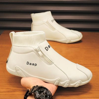 Hoge Casual Schoenen voor Heren Hoge Kwaliteit Waterdichte Herenlaarzen Mode Comfortabele Werkschoenen Buiten Antislip Heren Enkellaars 39 black