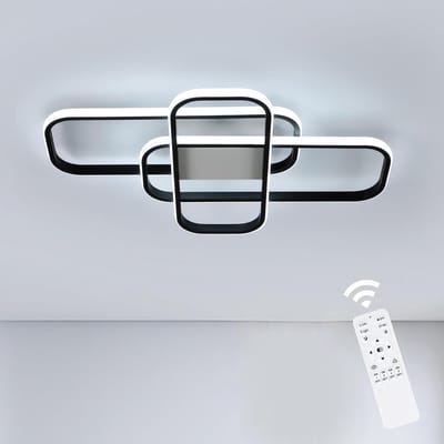 Haobosic - Dimbare LED-plafondlamp, 44W, modern, zwart, met afstandsbediening, 3000K-6500K, voor woonkamer, slaapkamer, eetkamer, metaal