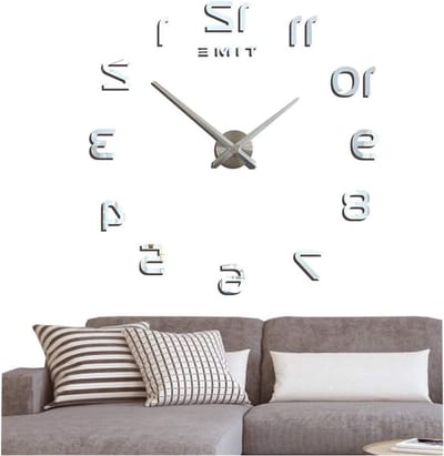 Moderne Grote Wandklok met 3D Spiegel Effect - Acryl Wanddecoratie voor Thuis en Kantoor, Verwijderbaar en Stijlvol Design