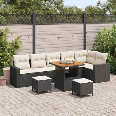 vidaXL - Tuinbank - Set - 11 - st - 7-Aantal - zitplaatsen - Zwart - en - Crème