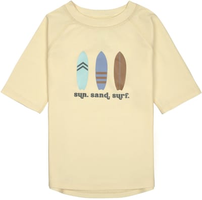 Lässig Splash & Fun Rashguard Zwemshirt met korte mouw met UV-bescherming - Surfboards vanilla, 19-24 maanden, maat 92