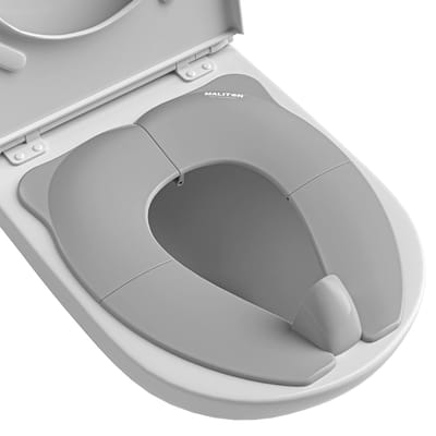 Reispotje voor kinderen van 1-8 jaar, draagbare toiletbril, opvouwbare toilettrainer met antislipvulling, spatbescherming, (grijs)