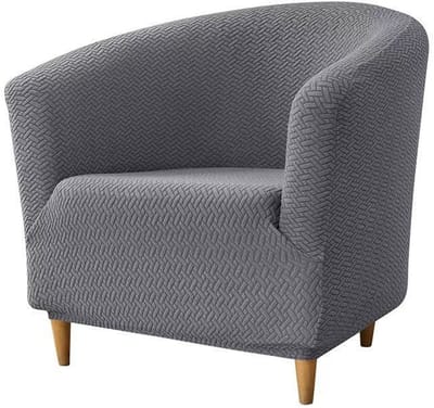 Elastische hoezen voor kuipstoelen, hoezen uit één stuk voor clubstoelen, zachte jacquard hoezen voor kuipstoelen, hoezen voor fauteuils, beschermhoezen voor woonkamermeubels (donkergrijs)