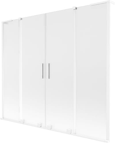 Mexen Velar L Duo badwand 2-delige schuif 170 x 150 cm, mat, wit - 896-170-003-32-20
