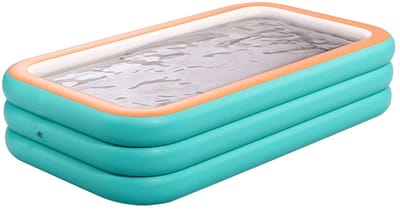 Miryx Opblaasbare Gezinszwembad - Zwembad - Familiezwembad - Zwembaden - 3 Laags - Draagbaar - 2.6m - 260x160x56cm - Turquoise