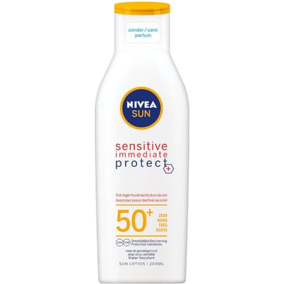 NIVEA Sun Sensitive direct beschermende zonnebrandmelk - gevoelige huid - SPF 50+ - met aloë vera en antioxidanten - voorkomt huidreacties - 200 ml