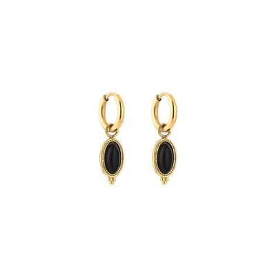 Bijoutheek Oorhangers Tribal Dots Black