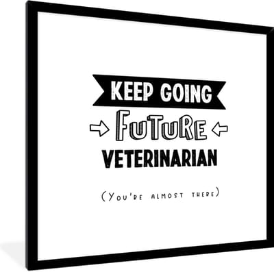 Fotolijst incl. Poster - Quote - Dierenarts - Studeren - 40x40 cm - Posterlijst