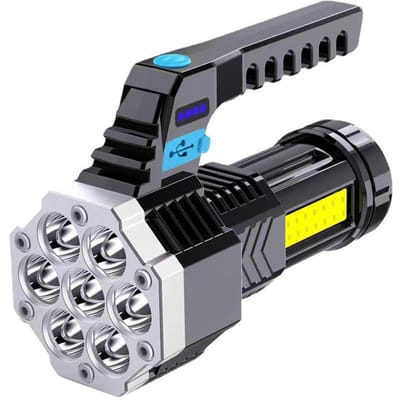 Lampe de poche portative extérieure de pêche de Camping multi-modes lanterne de haute luminosité 7LED lumière de main USB noir