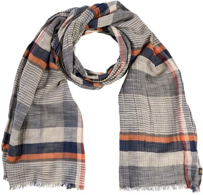 camel active Multicolour geweven sjaal van katoenen twill - Maat menswear-OS - Oranje