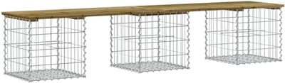 Tuinbank Gabion - Buitenbank Zitje - Ontspannen Buiten - Duurzaam Geïmpregneerd Hout - 203x44x42cm - Natuurlijk