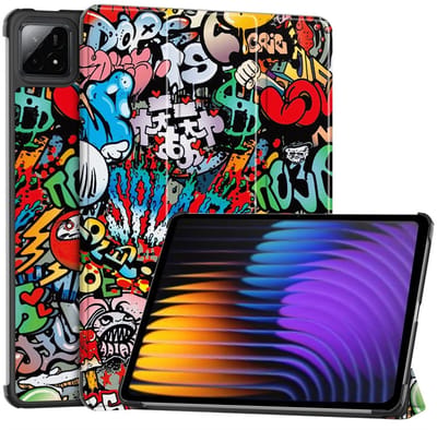 Coverup Tablethoes geschikt voor Xiaomi Pad 7 (Pro) / Pad 8 (Pro) Hoesje - Tri-Fold Book Case met Wake/Sleep - Graffiti