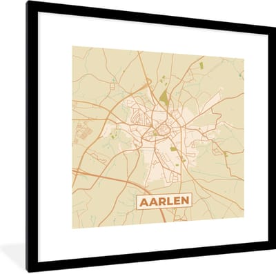 Fotolijst incl. Poster - Retro - Aarlen - Plattegrond - Stadskaart - Kaart - 40x40 cm - Posterlijst