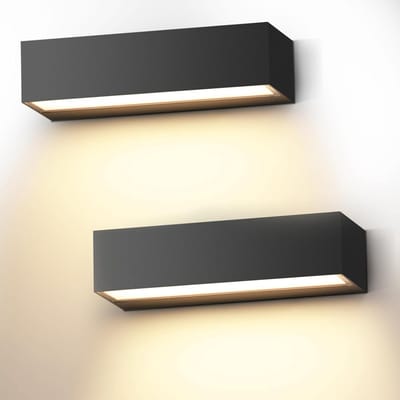 2 Stuks 18W Binnenwandlamp 30cm Zwart LED Buitenwandlamp IP65 Waterdicht 3000K Warm Wit, Geschikt voor Binnen & Buiten Verlichting