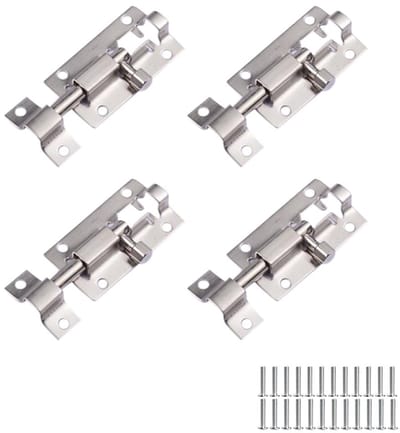 Allecto - Deurgrendel - Roestvrij staal - Duurzaam en betrouwbaar - 4 stuks - Vergrendeling voor deuren - Veiligheid voor jouw woning - 6,5 cm