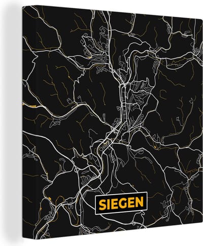 Canvas Schilderij Siegen - Stadskaart - Plattegrond - Kaart - Goud - Duitsland - 20x20 cm - Wanddecoratie