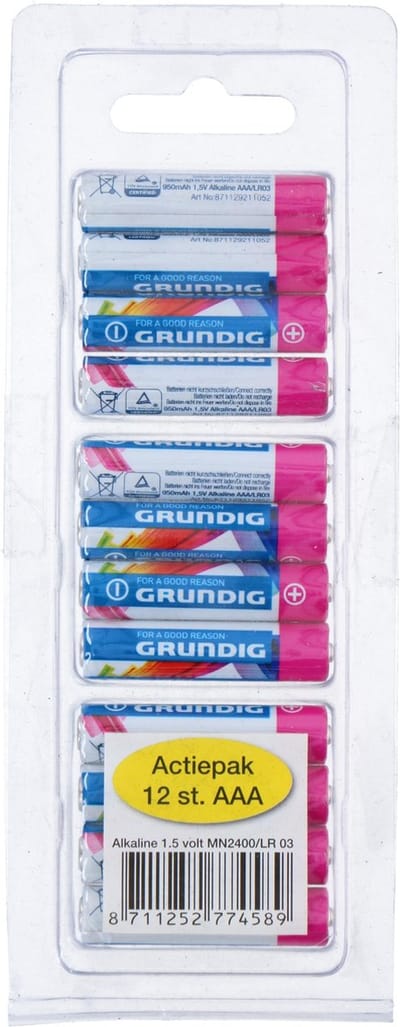 Grundig AAA Batterijen - Voordeelverpakking AAA - LR03 Plus 12-Pack