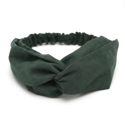 Donkergroene stoffen haarband dames – elastische hoofdband met twist design – zachte modieuze haarband voor dagelijks gebruik, yoga en skincare