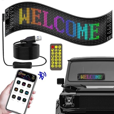 Bluetooth led-prikbord, programmeerbaar, flexibel, gepersonaliseerde vrachtwagenlichtplaat, 5 V, USB, voor auto, bar, feest, festival (92 x 374 mm)