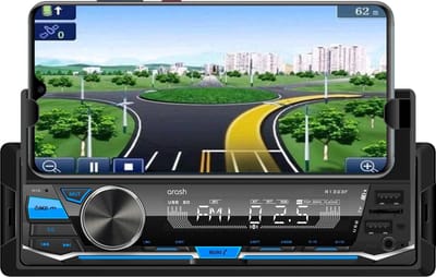 arash® Autoradio met Ingebouwde Telefoonhouder - Bluetooth - USB, AUX en Handsfree - Afstandsbediening - Enkel DIN Auto Radio - ingebouwde Microfoon