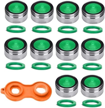 10 stuks waterbesparende straalregelaars met ABS-filter en sleutel - inclusief 10 pads voor kranen