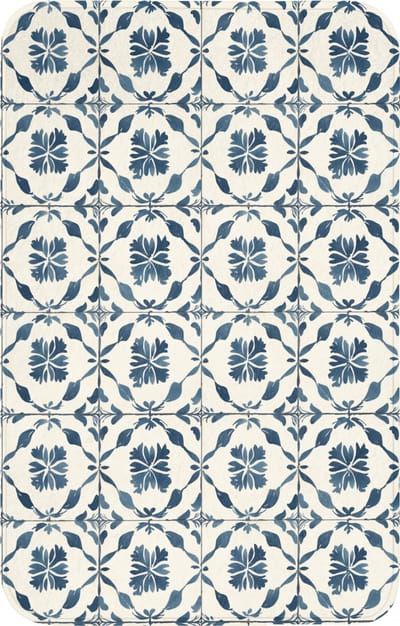 WC mat 50x80 cm - Antislip - Grafisch - Tegel - Blauw - Toiletmat - Vloermat - Douchemat - Toilet tapijt - Toiletmatten