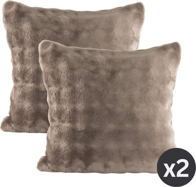 Tiseco - Kussen WAVE (gevuld) - SET/2 - fleece - 45x45 cm, taupe