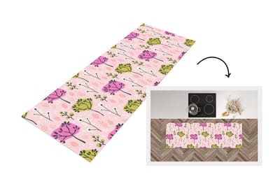 Keukenloper - Loper keuken - Roze - Bomen - Bladeren - Design - 150x50 cm - Keukenloper vinyl