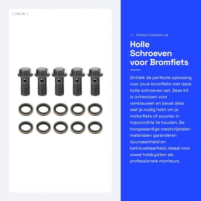 Dailygoods- Banjo Schroeven Set van 5 - Remklauw Afdichtring - M10 x 1.25 mm - Roestvrij Staal - Voor GY6 Motorfiets - Gewicht 252 g