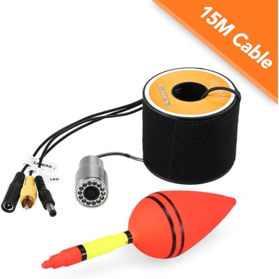 Caméra de pêche sous-marine 1200TVL, 12 led, Vision nocturne, étanche, en forme de poisson, bateau, pêche sur glace 15m red