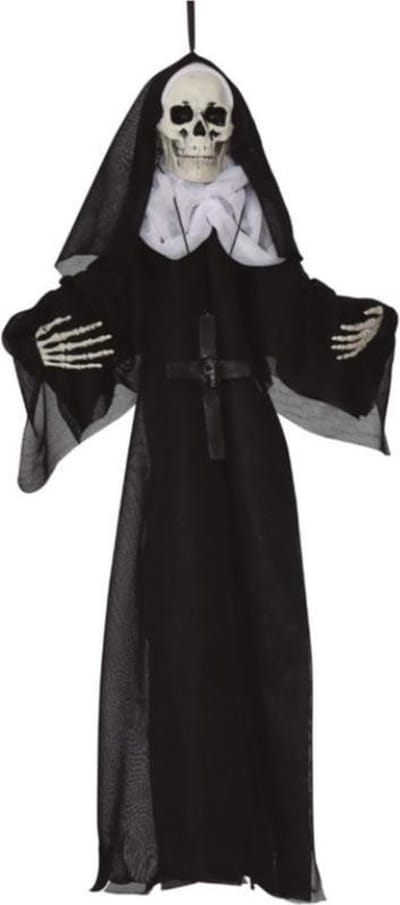 Horror decoratie hangend skelet non 50 cm - Halloween thema versiering nonnen poppen