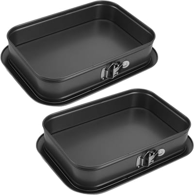 Set van 2 Rechthoekige Springvormen voor Cheesecake, Antiaanbak, Verwijderbare Bodem, 35x24cm, Ideaal voor Bakken en Taarten, Vaatwasmachinebestendig