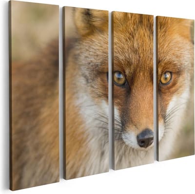 Artaza Canvas Schilderij Vierluik Vossenkop met Bruine Ogen - Vos - 80x60 - Foto Op Canvas - Canvas Print